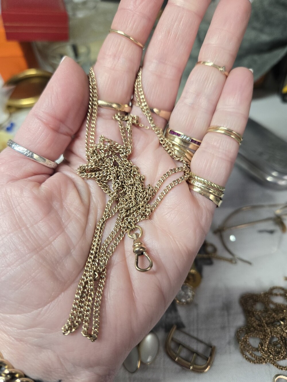 Vintage Gold Filled Watch Chain Necklace - Women's Jewelry
